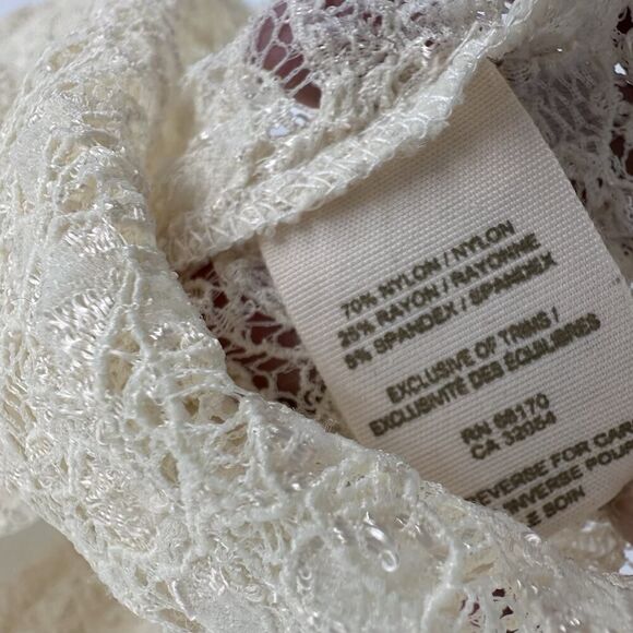 Free People Lace Stretch Peplum Top Cream Women’s Size Small - Picture 7 of 9